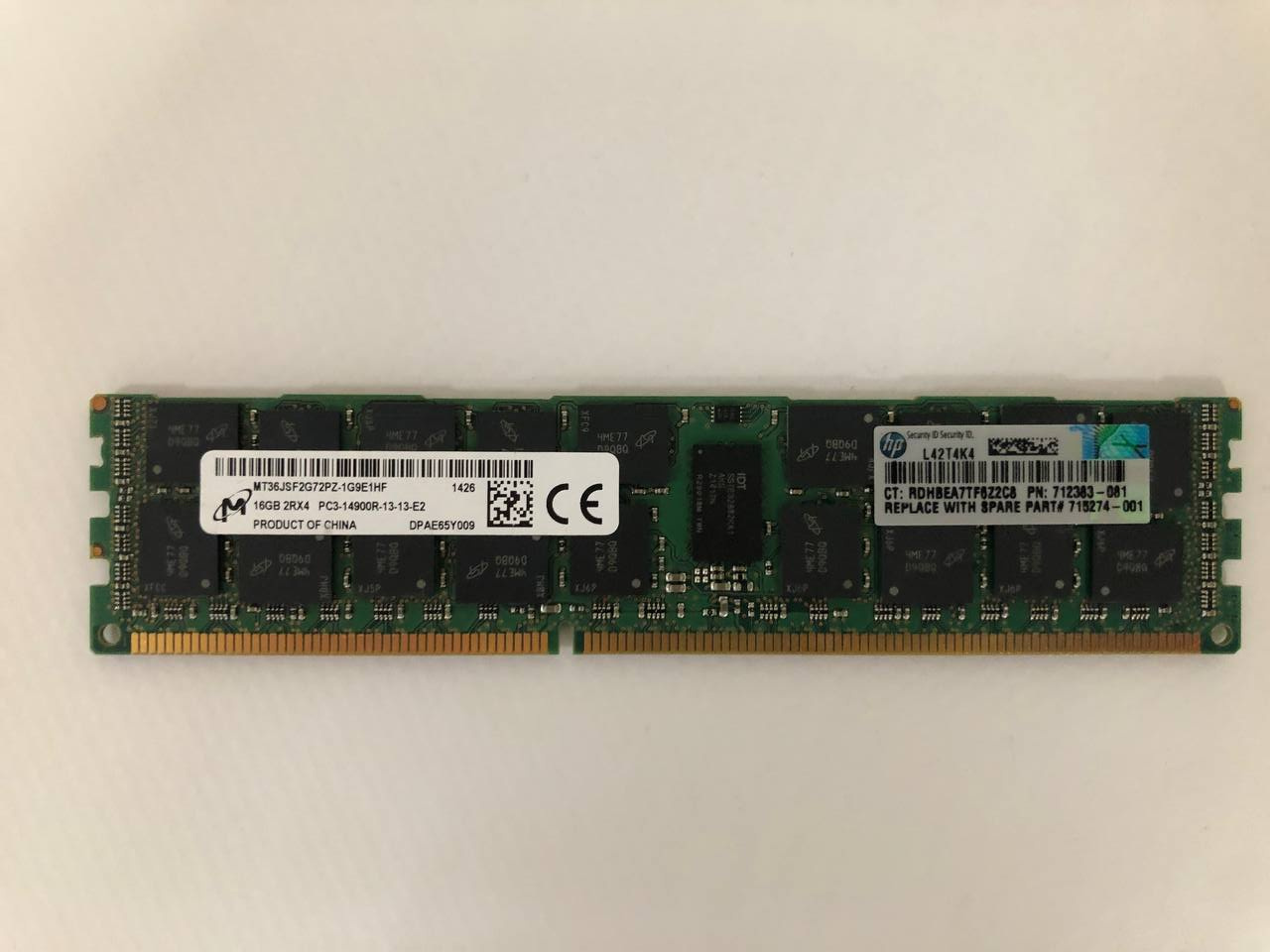 Оперативная память 16 GB REG (HP Micron 16GB 2Rx4 PC3-14900R-13-13 MT36JSF2G72PZ-1G9E1HF 712383-081)