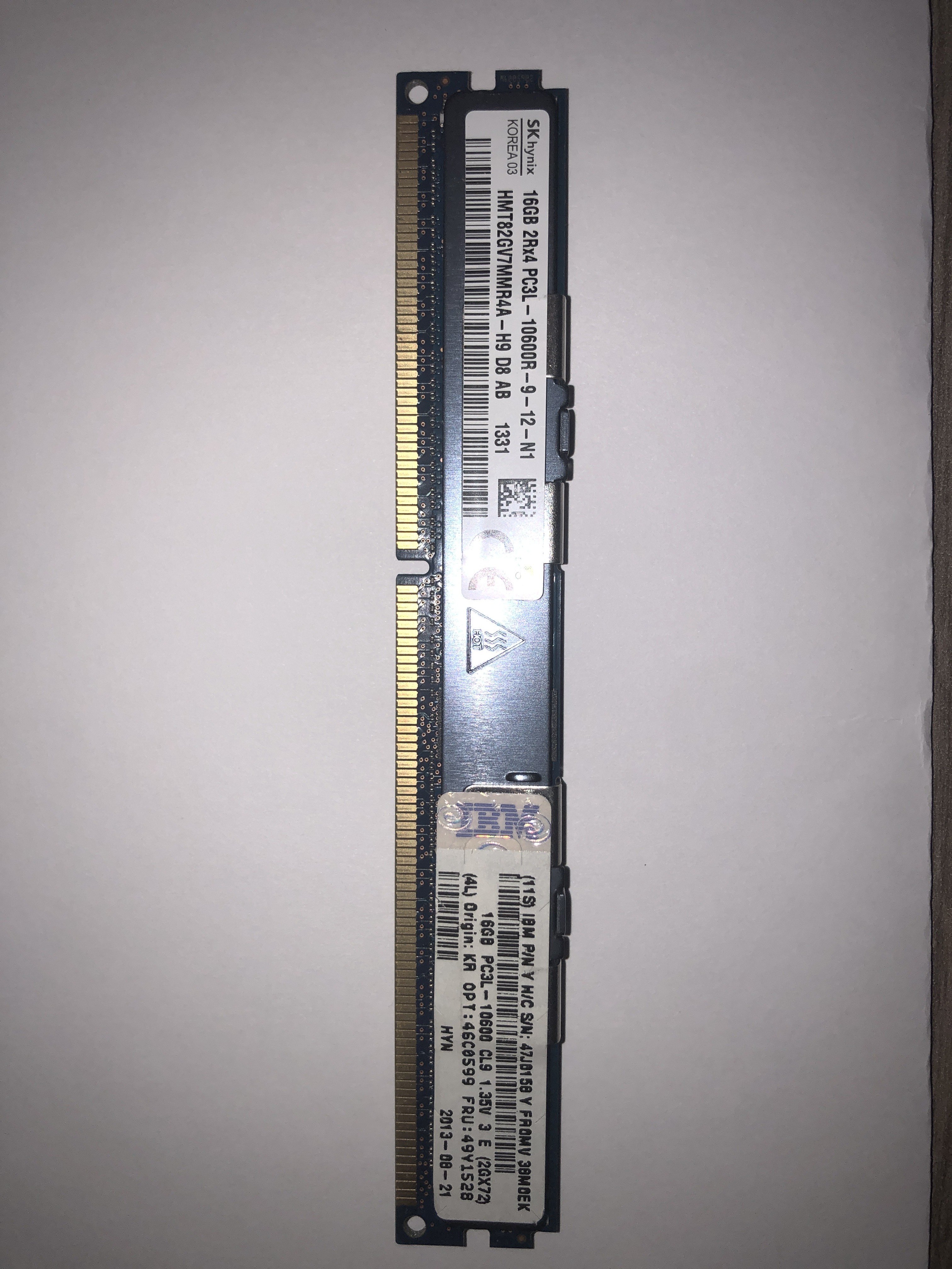Оперативная память 16 GB REG (IBM Hynix 16GB 2Rx4 PC3L-10600R-9-12 HMT82GV7MMR4A-H9(49Y1528) )
