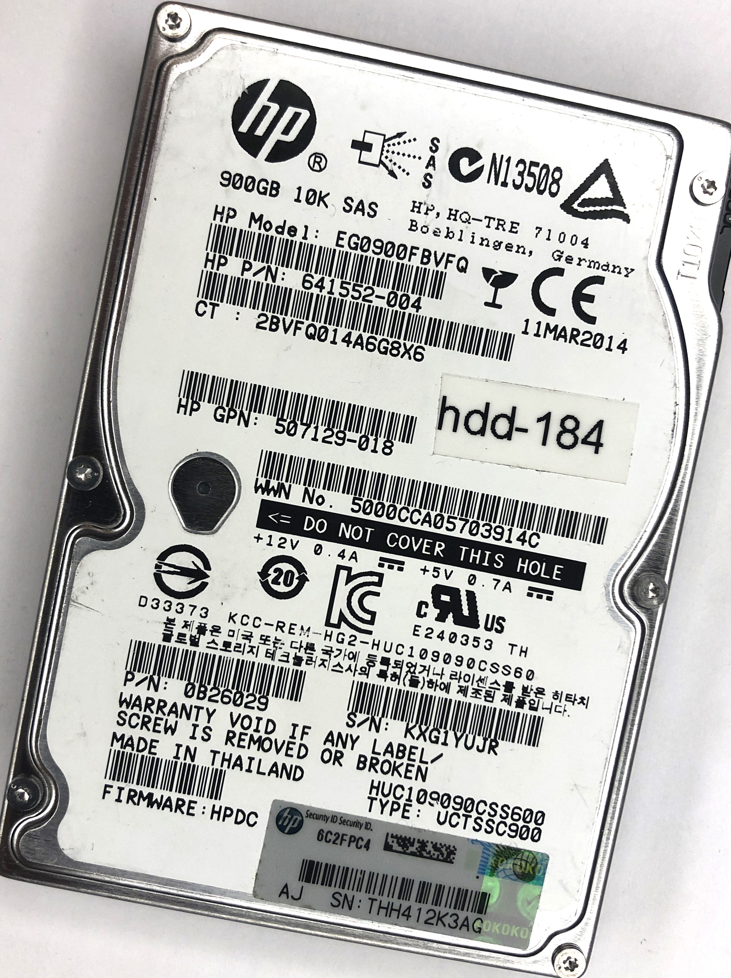 SAS HDD (HP 2.5", 10000 RPM, 900 GB, SAS, HP, PN: 641552-004, EG0900FBVFQ, HP, HDD)