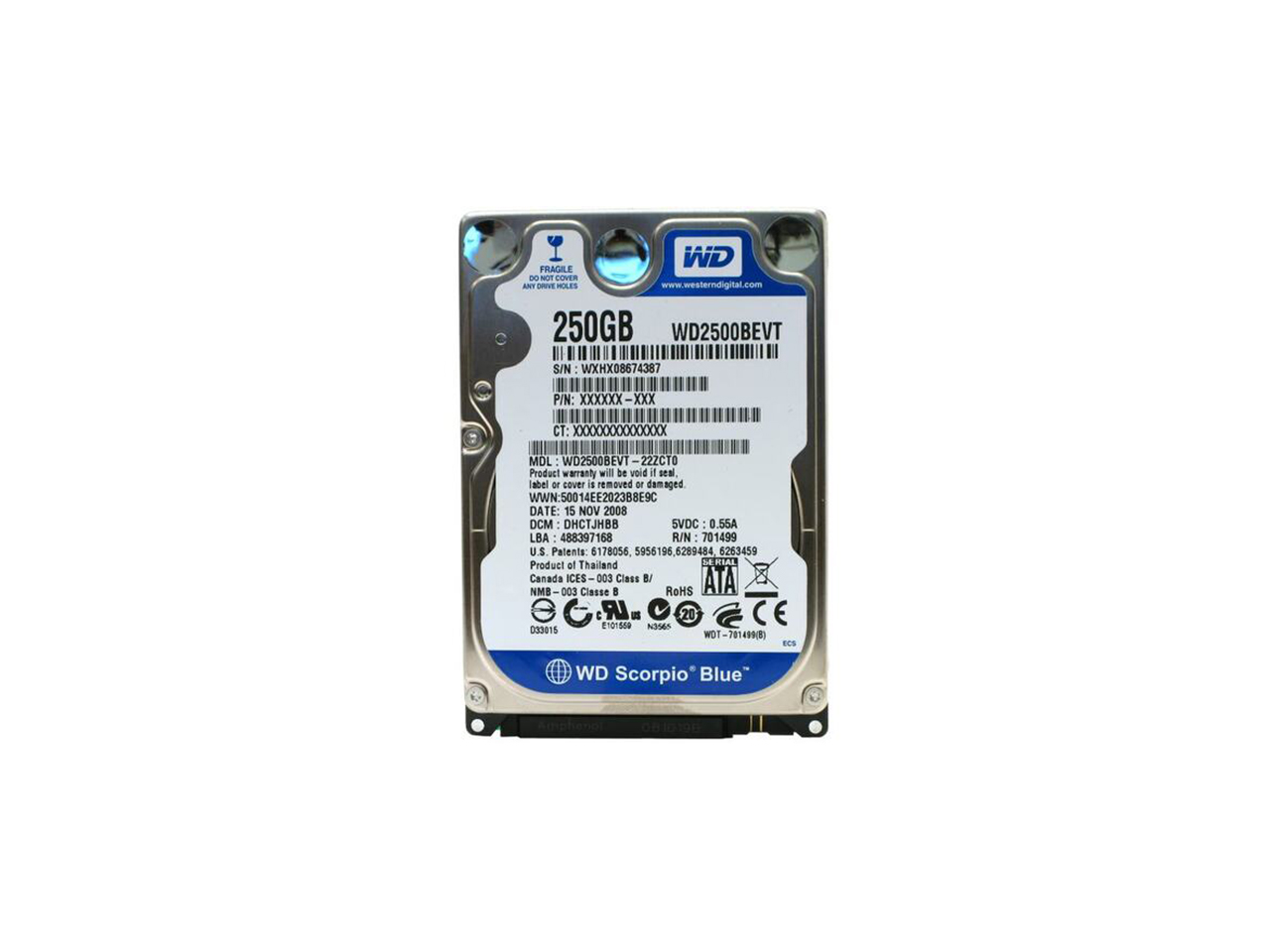 SATA HDD (Жесткий диск Western Digital 250Gb WD2500AAKX SATA)