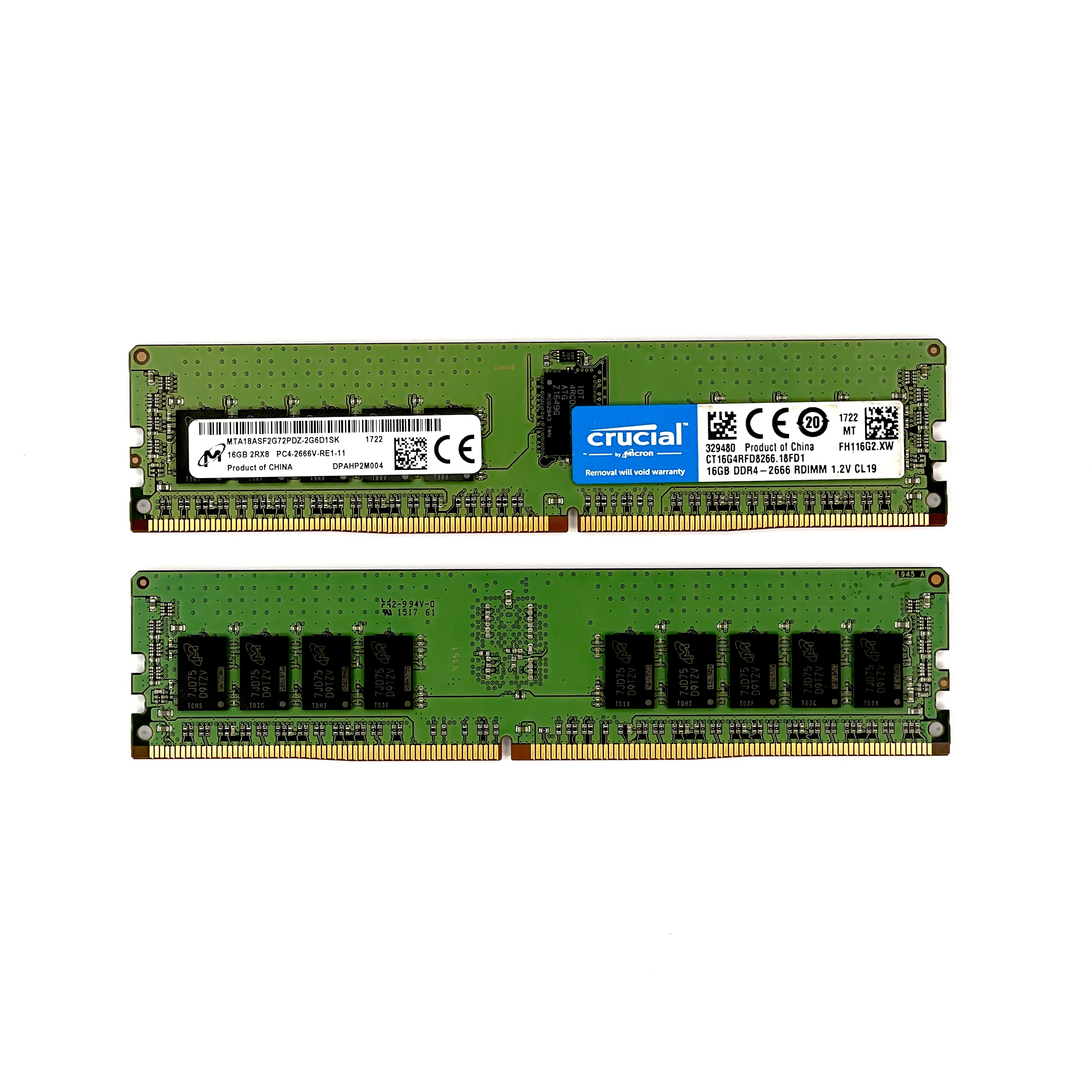 Оперативная память 16 Gb REG (Micron/Crucial DDR4 ECC REG 16Gb 2Rx8 PC4-2666V-RE1-11 MTA18ASF2G72PDZ-2G6D1SK)