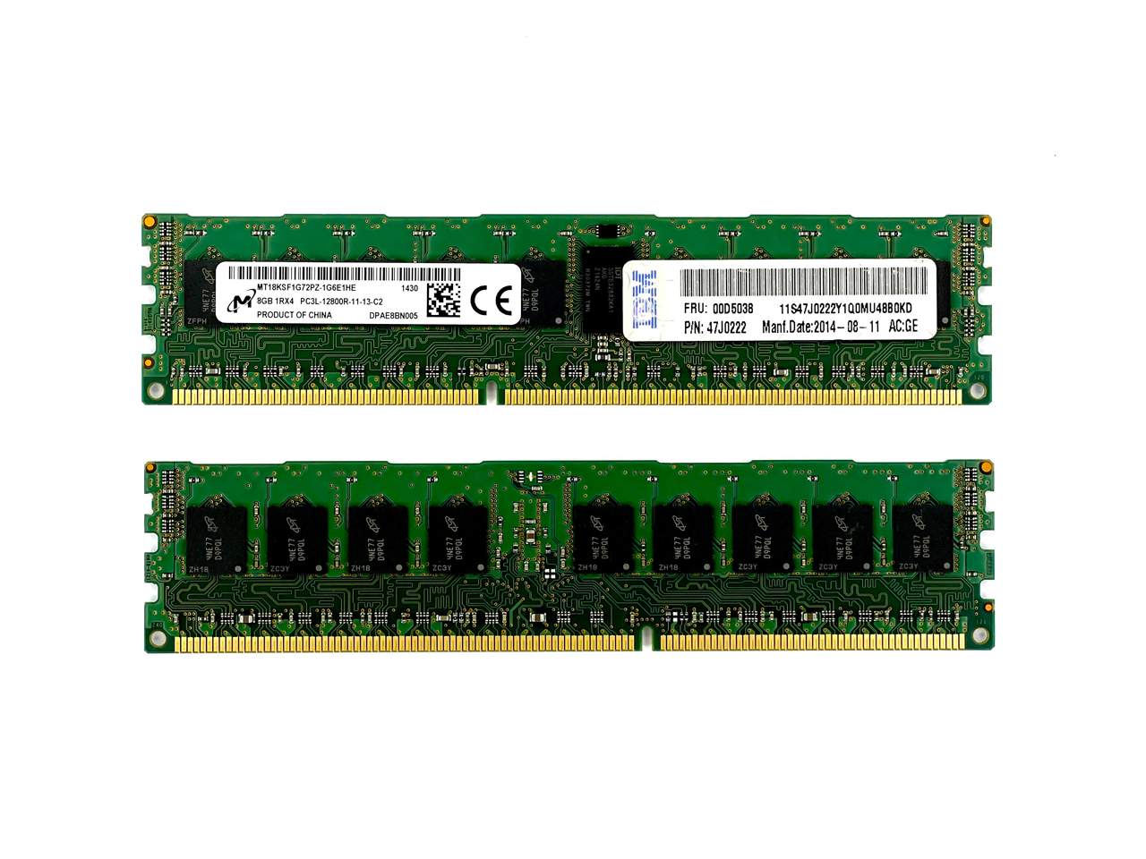 Оперативная память 8 GB REG (IBM Micron DDR3 ECC REG 8Gb 12800R-11-13 PC3L MT18KSF1G72PZ-1G6E1HE (00D5038))
