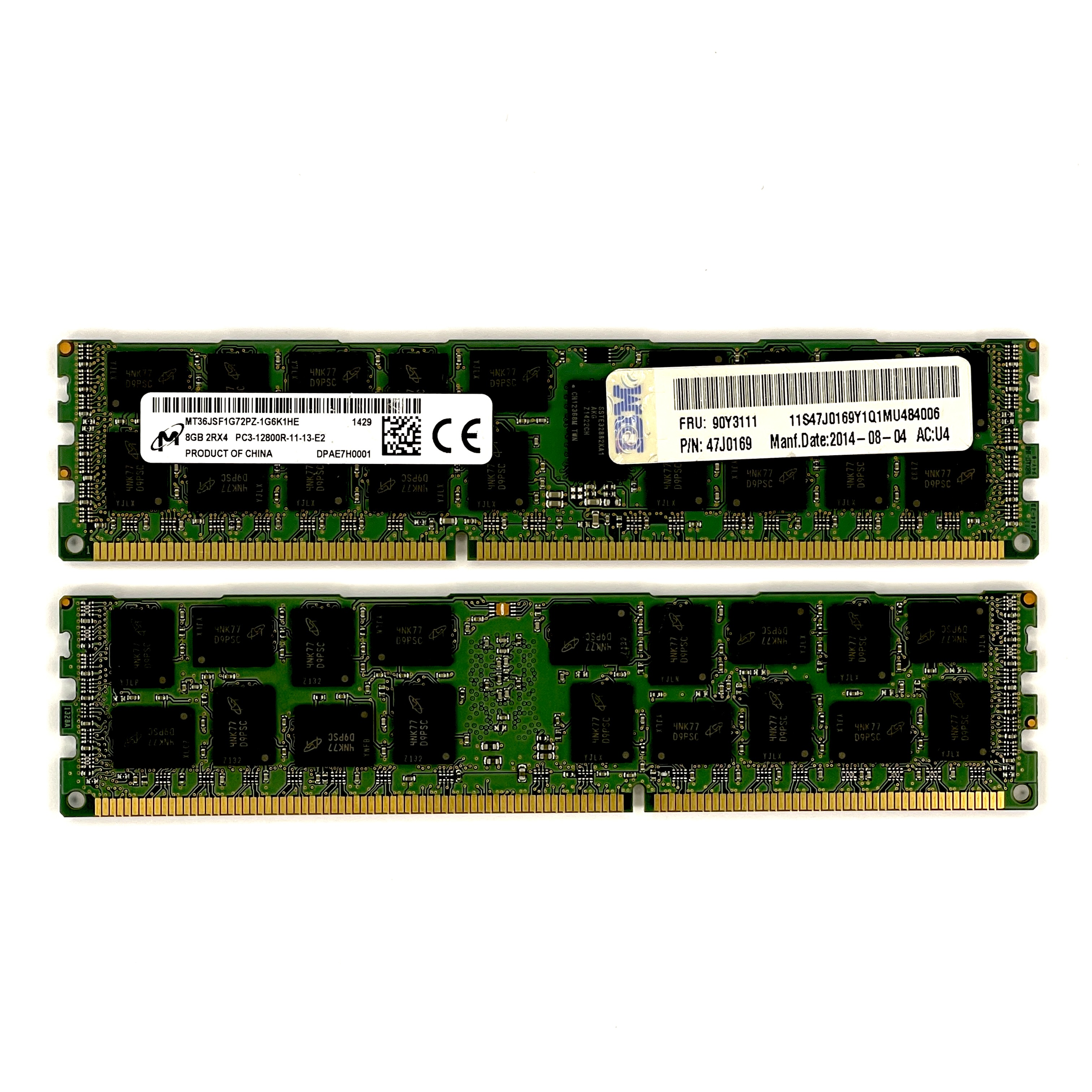 Оперативная память 8 GB REG (IBM Micron 8Gb 2Rx4 PC3-12800R-11-13 MT36JSF1G72PZ-1G6K1HE (90Y3111))